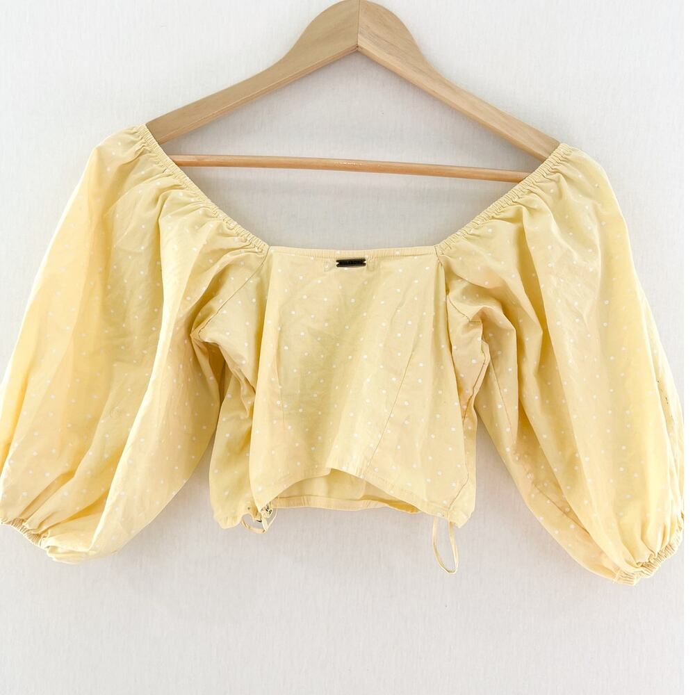 Billabong Yellow Puff Sleeve Crop Top - Picture 3 of 8